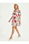 Printed Viscose Dress with Stripes Accessory Details
