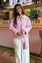 Pink Checked Pocketed Women's Coat Mg2488 - 7