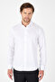 Men's White Long Sleeve Half Italian Collar Non Iron Slim Fit Cotton Shirt 1004250267 - 5
