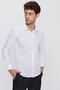 Men's White Long Sleeve Plain Fabric Hard Collar Pocketless Cotton Basic Slim Fit Shirt 1004250057_600