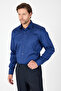 Men's Navy Blue Hard Collar 100% Cotton Comfort Fit Shirt 1004250323 - 4