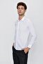 Men's White Long Sleeve Plain Fabric Hard Collar Pocketless Cotton Basic Slim Fit Shirt 1004250057_600 - 5