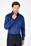 Men's Navy Blue Hard Collar 100% Cotton Comfort Fit Shirt 1004250323