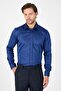 Men's Navy Blue Hard Collar 100% Cotton Slim Fit Shirt 1004250324