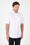 White Short Sleeve Hard Collar Pocket Comfort Fit 100% Cotton Shirt 1004250265 - 3