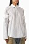 White Layered Shirt - 100% Cotton - Modern Striped Pattern and Logo Embroidery
