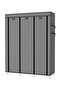 Fabric Canvas Wardrobe Clothes Storage Organizer Grey 130 x 175 x 45cm - 2