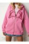 Y2K Skeleton Hand-Printed 3-Thread Zip-Up Cardigan - Pink Thick Printed Oversize Pocket Winter Hoodie - 2