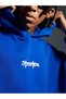 Men's Cobalt Blue Streetwear Printed 3 Thread Oversized Hoodie Sweatshirt - 3