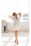 Women's White Satin Bridal Short Robe – Kimono with Feather Detail - 3
