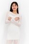 Women Knitted Bodycon Dress, White - 3