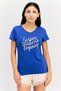 x Rosaline Women V Neck Graphic Print Short Sleeve Sleepwear, Blue