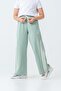Girls' Sweatpants with Wide Legs and Printed Front with Grosgrain Stripes on the Sides