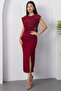 Crew Neck Buckled Ruched Dress YZC25Y228 - 5
