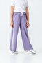 Girls' Sweatpants with Wide Legs and Printed Front with Grosgrain Stripes on the Sides - 4