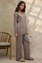 V-Neck Cardigan & High Waist Wide Leg Pants Knitwear Set - 2