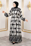 Oyster Patterned Viscose Long Hijab Dress Tsd250212 Gray