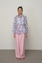 Women's Yandan Binding Detail Purple-Blue Flowered Shirt - 4
