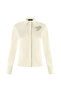 Floral Embroidered Grogen Stripe Long Sleeve Slim Fit Ecru Shirt - 6