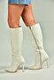 N372530102 Gray Suede Thin Heeled Women's Boots - 3