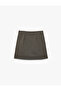 Button Detailed Pleated A-Line Skirt - 2