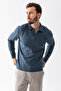 Men's Polo Neck Textured Cotton Sweatshirt Navy Blue - 25K 1099 - 6