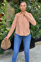 Stone Brown Classic Linen Cotton Blouse - 3