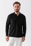 Men's Polo Neck Textured Cotton Sweatshirt Black - 25K 1099 - 2