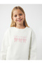 Three Thread Long Sleeve Crew Neck Bow Printed Sweatshirt - 2