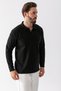 Men's Polo Neck Textured Cotton Sweatshirt Black - 25K 1099 - 5