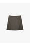 Button Detailed Pleated A-Line Skirt