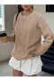 Women's Comfortable Fit Hair Knitted Patterned Crew Neck Daily Winter Mink Knitwear Sweater - 4
