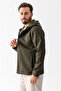 Men's Hooded Zippered Double Pocket Softshell Jacket Khaki - 25K 6044-1 - 5