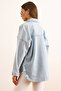 Women's Blue Bead Sequin Detail Denim Shirt Jacket CKT-19000456 - 2