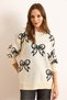 Women's Ecru Bow Detailed Oversize Knitwear Sweater Kzk-19000971 - 2