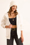 Women's White Hooded Zippered Oversize Hooded Sweatshirt Swt-19000718 - 3