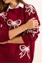 Women's Burgundy Bow Detailed Oversize Knitwear Sweater Kzk-19000971 - 7