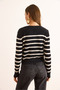 Women's Black Striped Button Detailed Soft Textured Beard Cardigan Hrk-19000367 - 6