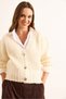 Women's Ecru 3 Button Thessaloniki Knitted Soft Textured Cardigan Hrk-19000371 - 4