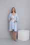 Striped Detail Midi Length Strappy Maternity and Postpartum Robe Nightdress Set
