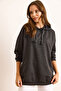 Women's Anthracite Skeleton Printed Hooded Oversize Sweatshirt Swt-19000723 - 3