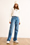 Women's Medium Blue High Waist Pipe Leg Jean Jea-19000123 - 5