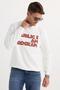 Unisex Oversize Wide Cut Cotton Soft Textured Fleece Inside Printed White Sweatshirt - 5