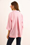 Women's Candy Pink Three Quarter Sleeve Back Pleated Textured Shirt Gml-19001386 - 7