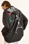 Women's Anthracite Skeleton Printed Hooded Oversize Sweatshirt Swt-19000723 - 6