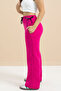 Fuchsia Bow Printed Wide Leg Girls' Hooded Sweatpants 23429 - 5