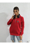 Printed Stand Collar Half Zipper Basic Sweatshirt