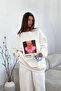 Women's Oversize Sweat Dress White - 3 Thread Raised, Crew Neck, Pantone - Princess Printed