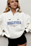 Unisex Oversized Half Zip Sweatshirt Rallyvill Text Printed White - 3 Thread Ş Fleece-Lined Fleece - 2
