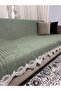 Lace Bamboo Striped Sponge Velvet Non-Slip Sofa Bed Seat Cover - 3